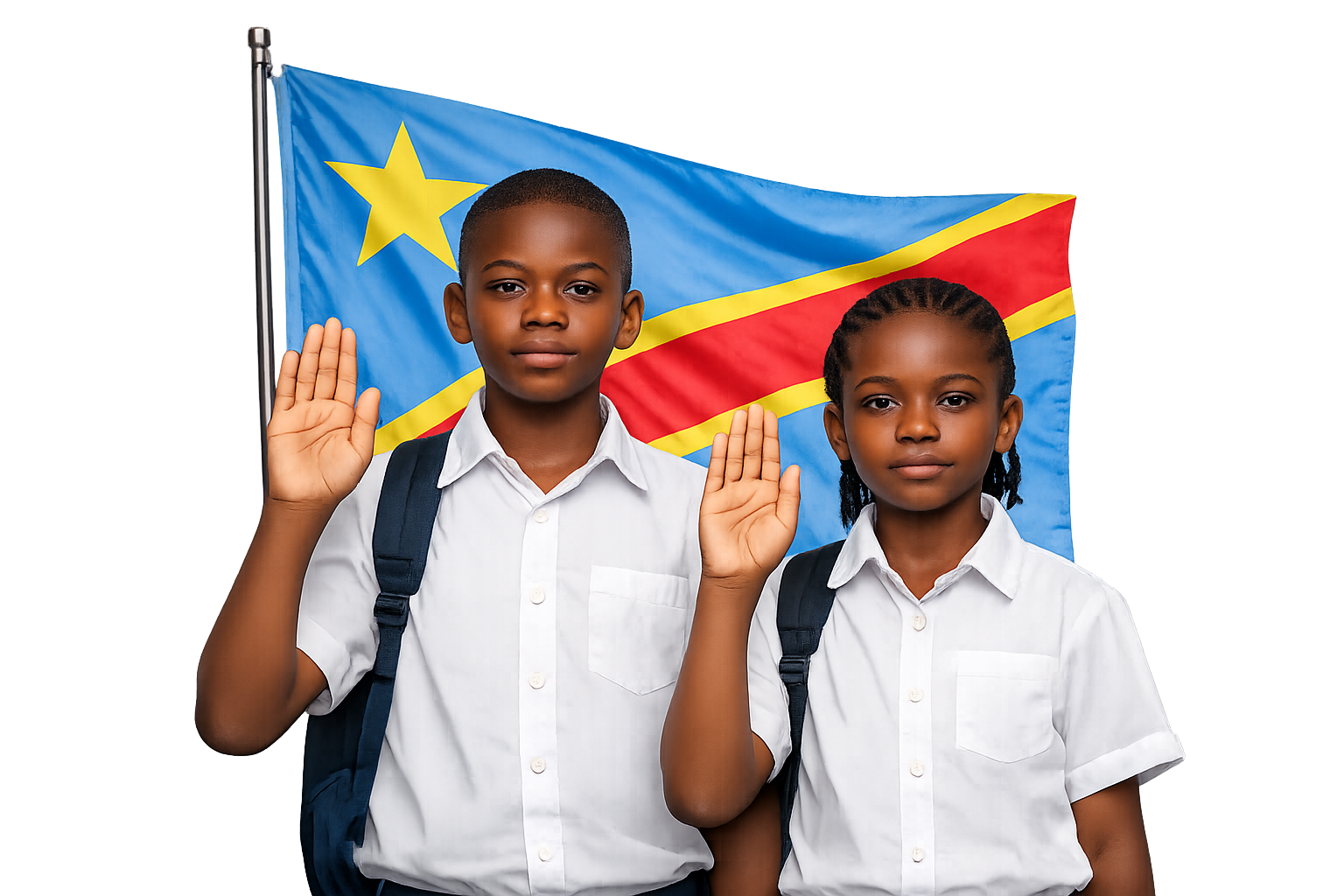 Étudiants prêtant serment devant le drapeau